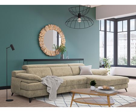 Divano Letto con Penisola contenitore destro della collezione Max di LoveKasa nella colorazione Olympia Sand