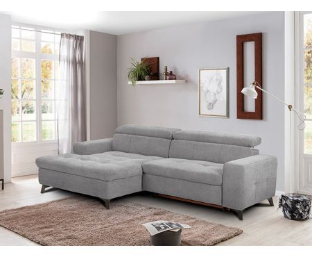 Divano letto con mega penisola sinistra in colorazione Orlando Taupe della collezione Simba di Lovekasa
