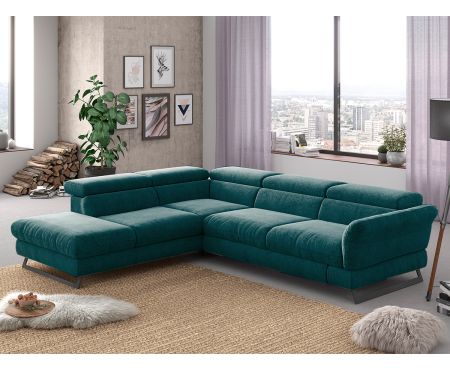 Divano letto con angolo sinistro della collezione Palermo di LoveKasa in colorazione Velvet Green