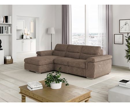 Divano Letto con Penisola contenitore sinistra della collezione Tokyo di LoveKasa nella colorazione Sparta Sand