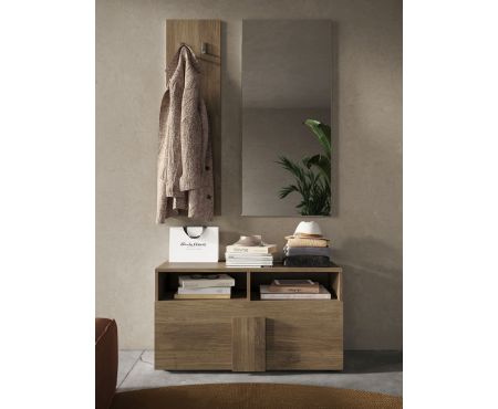 Set Ingresso colore Mercure della collezione Premium di Love Kasa composto da Base con 1 ribalta, Pannello appendiabiti e specchiera