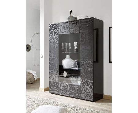 Elegante vetrina da sala con due ante con finiture color Antracite della serie Klimt di LoveKasa