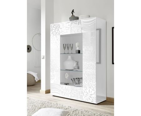 Elegante vetrina da sala con due ante color bianco lucido della serie Klimt di LoveKasa
