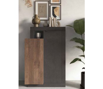 Colonna Contenitore 2 ante color Lava e Mercure della collezione Free di Love Kasa, rappresentante un design moderno e minimalista per interni eleganti e funzionali.