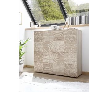 Elegante contenitore da sala con finiture color legno rovere con due ante della serie Klimt di LoveKasa