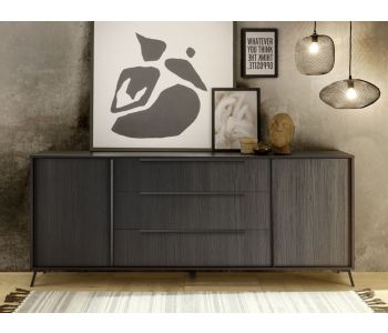 Madia 2 ante e 3 cassetti da sala color nero lucido della serie Canaries di Love Kasa